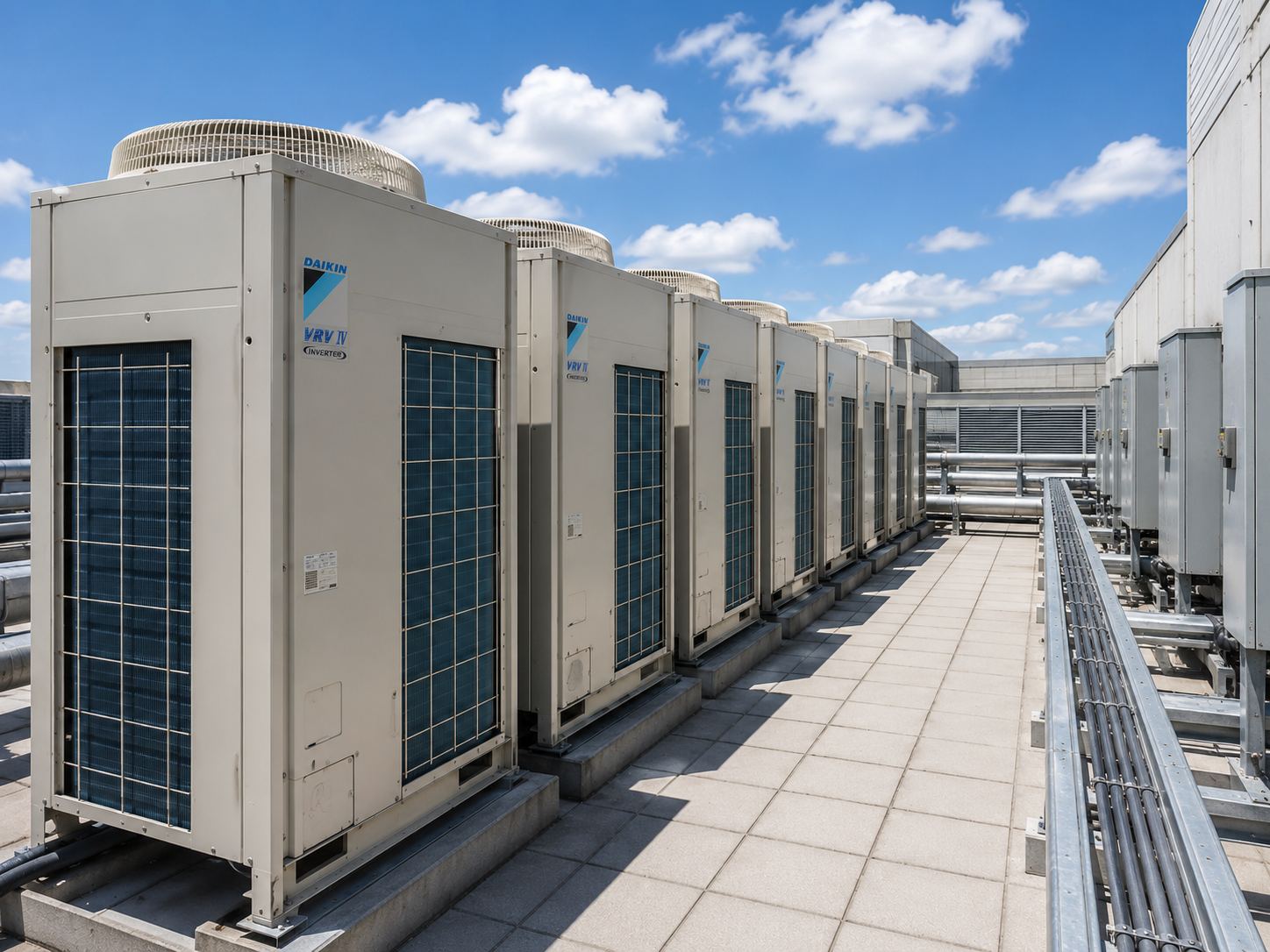VRF VRV system outdoor units installation for multi-zone commercial building